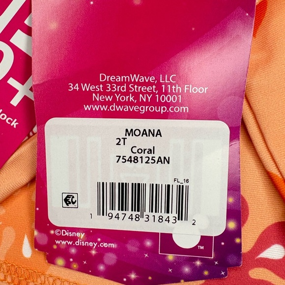 Disney Princess Moana Tropical Long Sleeve Rash Guard Size 2T - Picture 5 of 8